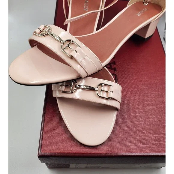 bally cloto calf patent leather women shoes sandals petal bnwt - Picture 2 of 12